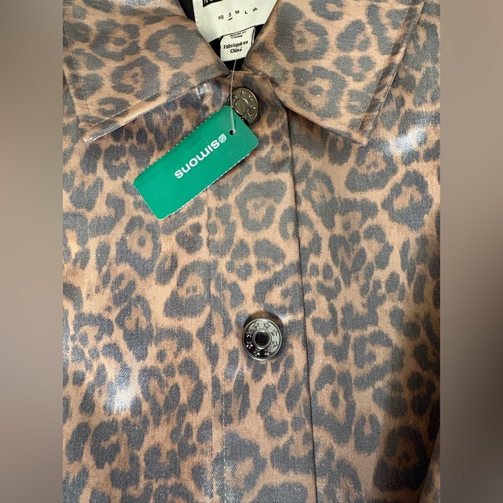 Noisy May Leopard Shiny Canvas Long Coat – Size Small (NWT) - Picture 15 of 16